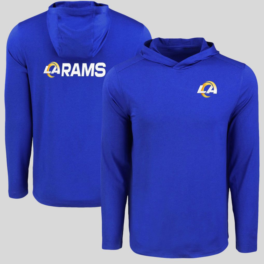 Men 2026 NFL Los Angeles Rams Hooded long sleeved T-shirt blue 05